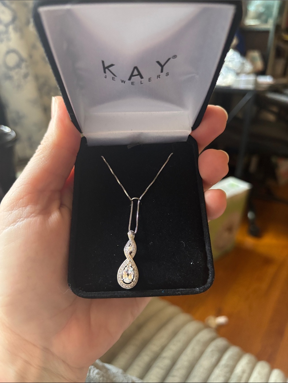 KAY Jewelers Silver Twisted Teardrop Pendant Necklace